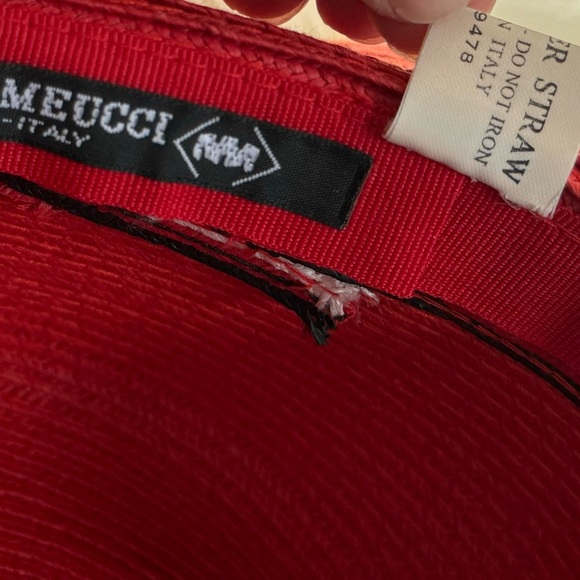 Vintage Daniele Meucci Red Stripes 100% paper straw hat Made in Italy Wide Brim - Picture 5 of 5